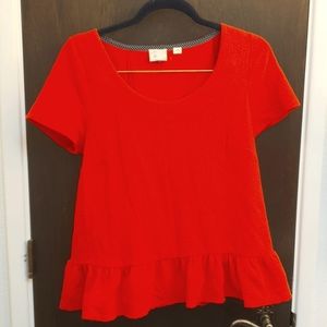 Reddish orange stunning ruffle top M 9-HIS STCL